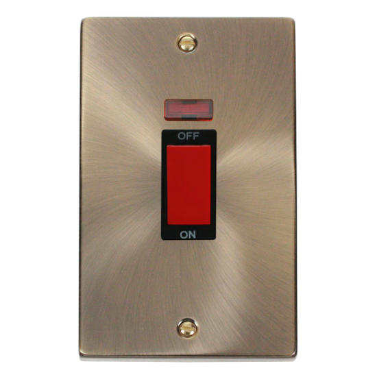 VPAB203BK Deco 2 Gang 45A DP Switch With Neon - Bl