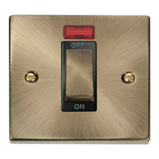 VPAB501BK Deco Ingot 1 Gang 45A DP Switch With Neo