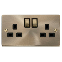 VPAB536BK Deco 2 Gang 13A DP 'Ingot' Switched Sock