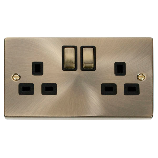 VPAB536BK Deco 2 Gang 13A DP 'Ingot' Switched Sock