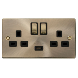 VPAB570BK Deco 13A 2G Ingot Switched Socket With 2
