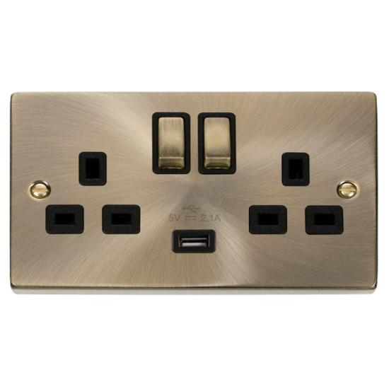 VPAB570BK Deco 13A 2G Ingot Switched Socket With 2