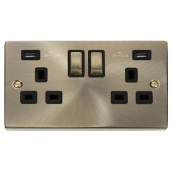 VPAB580BK Deco 13A Ingot 2 Gang Switched Sockets W