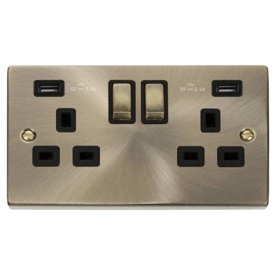 VPAB580BK Deco 13A Ingot 2 Gang Switched Sockets W