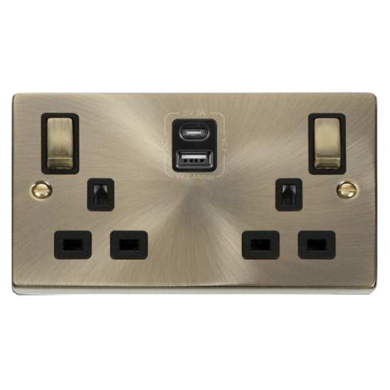 VPAB586BK Deco 2G 13A SW SKT 4.2A A&C USB INGOT VP