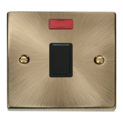 VPAB623BK Deco 20A 1 Gang DP Switch + Neon - Black