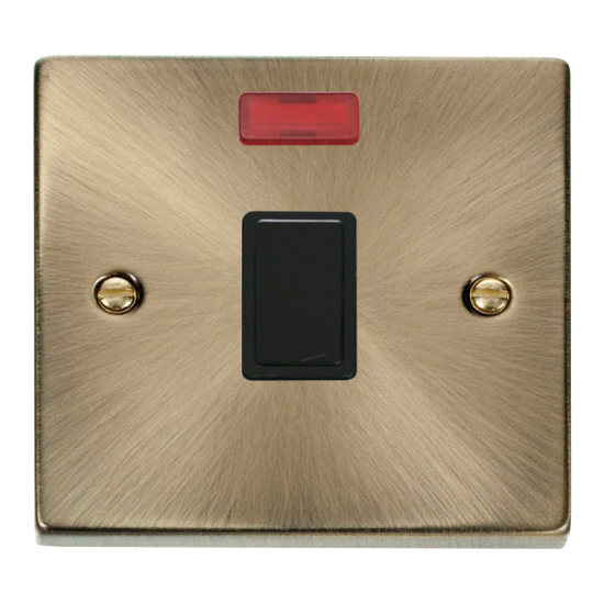 VPAB623BK Deco 20A 1 Gang DP Switch + Neon - Black