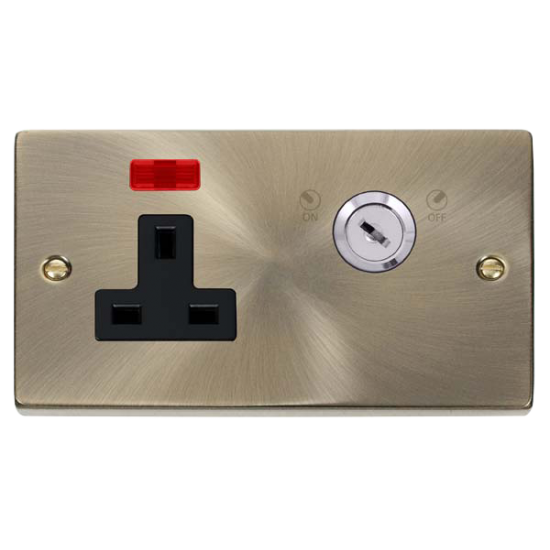 VPAB675BK Deco 13A 1 Gang DP Key Lockable Socket W