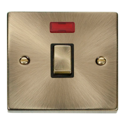 VPAB723BK Deco 20A 1 Gang DP 'Ingot' Switch + Neon