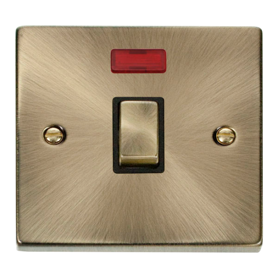 VPAB723BK Deco 20A 1 Gang DP 'Ingot' Switch + Neon