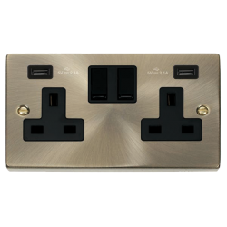 VPAB780BK Deco 13A 2 Gang Switched Socket With Twi