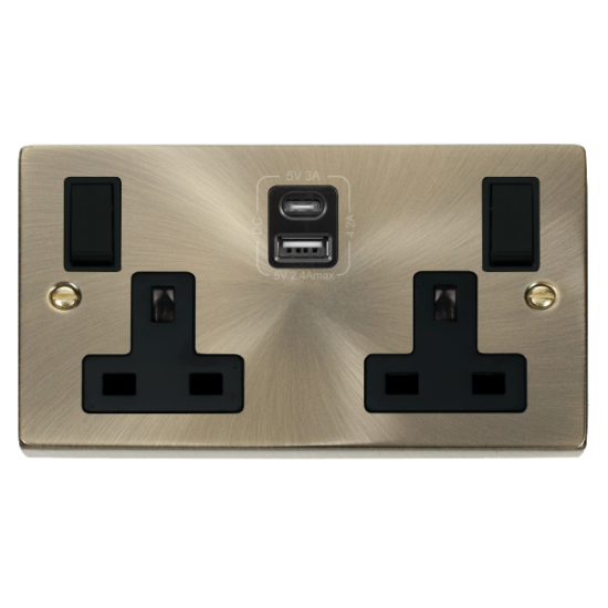 VPAB786BK Deco 2G 13A SW SKT 4.2A A&C USB  VPAB BK