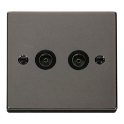 VPBN066BK Deco Twin Coaxial Socket Outlet - Black