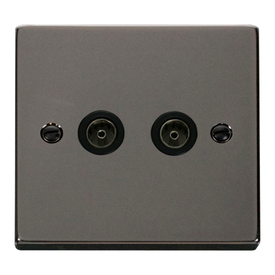 VPBN066BK Deco Twin Coaxial Socket Outlet - Black