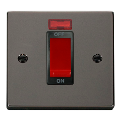 VPBN201BK Deco 1 Gang 45A DP Switch With Neon - Bl