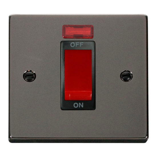 VPBN201BK Deco 1 Gang 45A DP Switch With Neon - Bl