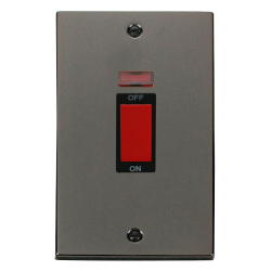 VPBN203BK Deco 2 Gang 45A DP Switch With Neon - Bl