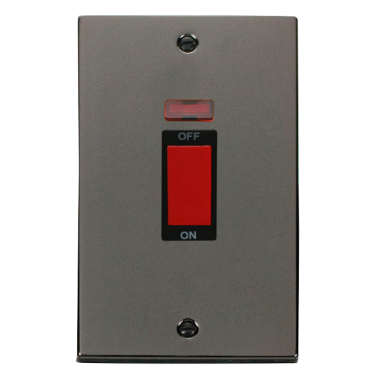 VPBN203BK Deco 2 Gang 45A DP Switch With Neon - Bl