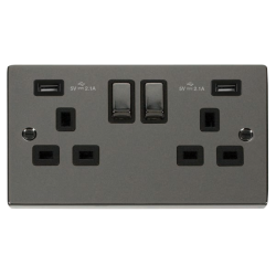 VPBN580BK Deco 13A Ingot 2 Gang Switched Sockets W
