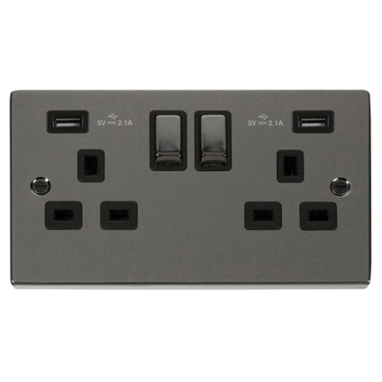 VPBN580BK Deco 13A Ingot 2 Gang Switched Sockets W