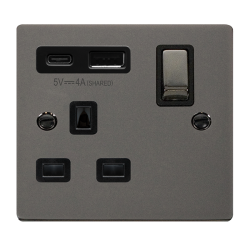 VPBN585BK Deco DECO 'INGOT' 13A 1  GANG  SWITCHED