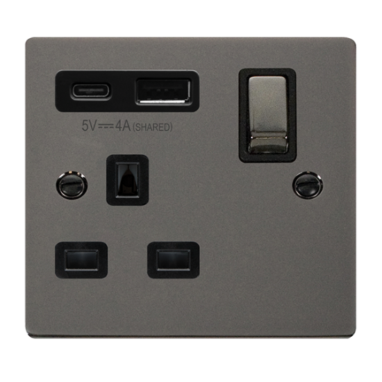 VPBN585BK Deco DECO 'INGOT' 13A 1  GANG  SWITCHED