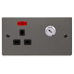 VPBN655BK Deco 13A 1G DP LOCKABLE SKT W NEON DECO