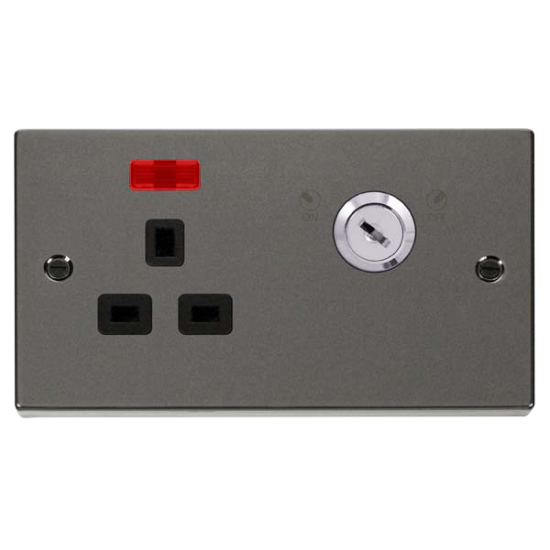 VPBN655BK Deco 13A 1G DP LOCKABLE SKT W NEON DECO