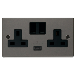 VPBN770BK Deco 13A 2G Switched Socket With 2.1A US
