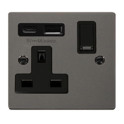 VPBN785BK Deco DECO 'NON INGOT' 13A 1  GANG  SWITC