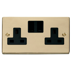 VPBR036BK Deco 2 Gang 13A DP Switched Socket Outle