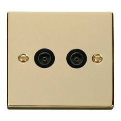 VPBR066BK Deco Twin Coaxial Socket Outlet - Black
