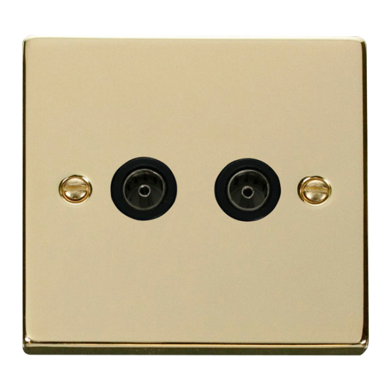VPBR066BK Deco Twin Coaxial Socket Outlet - Black