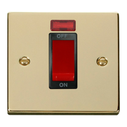 VPBR201BK Deco 1 Gang 45A DP Switch With Neon - Bl