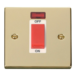 VPBR201WH Deco 1 Gang 45A DP Switch With Neon - Wh