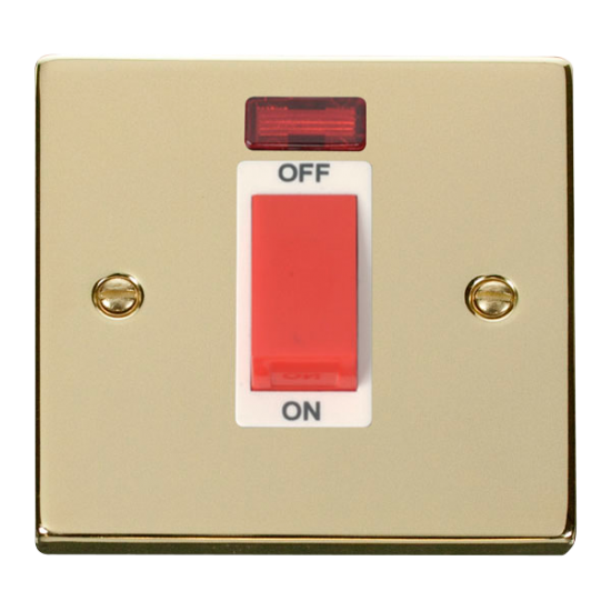 VPBR201WH Deco 1 Gang 45A DP Switch With Neon - Wh
