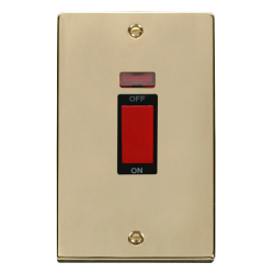 VPBR203BK Deco 2 Gang 45A DP Switch With Neon - Bl