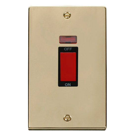 VPBR203BK Deco 2 Gang 45A DP Switch With Neon - Bl