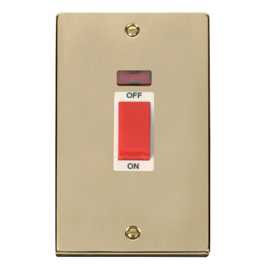 VPBR203WH Deco 2 Gang 45A DP Switch With Neon - Wh
