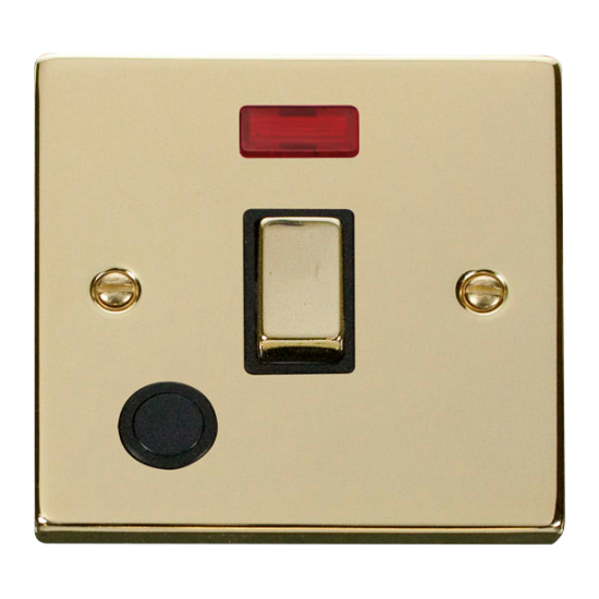 VPBR523BK Deco 20A 1 Gang DP 'Ingot' Switch With F