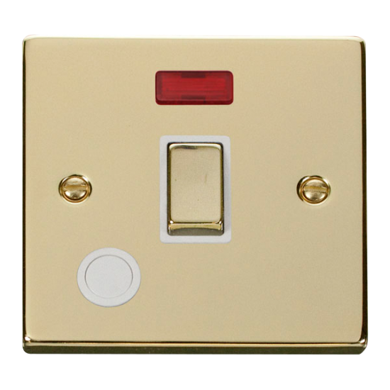 VPBR523WH Deco 20A 1 Gang DP 'Ingot' Switch With F