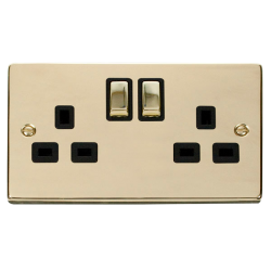 VPBR536BK Deco 2 Gang 13A DP 'Ingot' Switched Sock