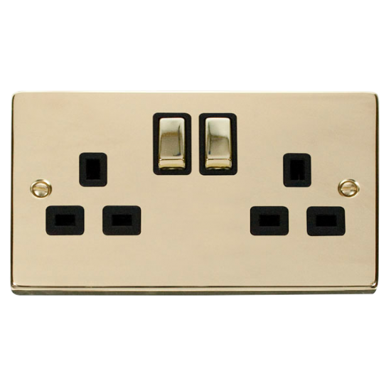 VPBR536BK Deco 2 Gang 13A DP 'Ingot' Switched Sock