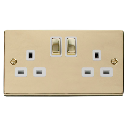 VPBR536WH Deco 2 Gang 13A DP 'Ingot' Switched Sock
