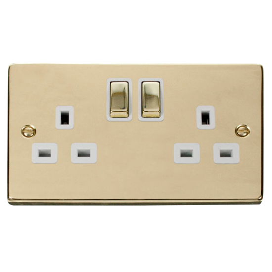 VPBR536WH Deco 2 Gang 13A DP 'Ingot' Switched Sock