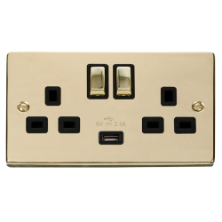 VPBR570BK Deco 13A 2G Ingot Switched Socket With 2