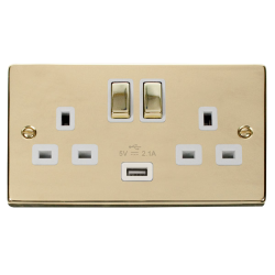 VPBR570WH Deco 13A 2G Ingot Switched Socket With 2
