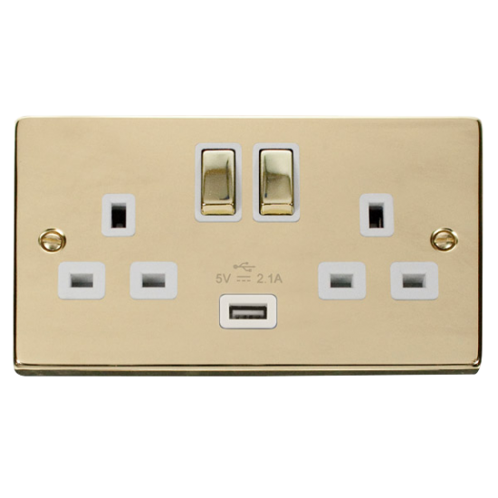 VPBR570WH Deco 13A 2G Ingot Switched Socket With 2