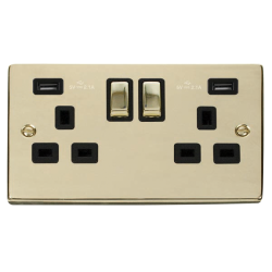 VPBR580BK Deco 13A Ingot 2 Gang Switched Sockets W
