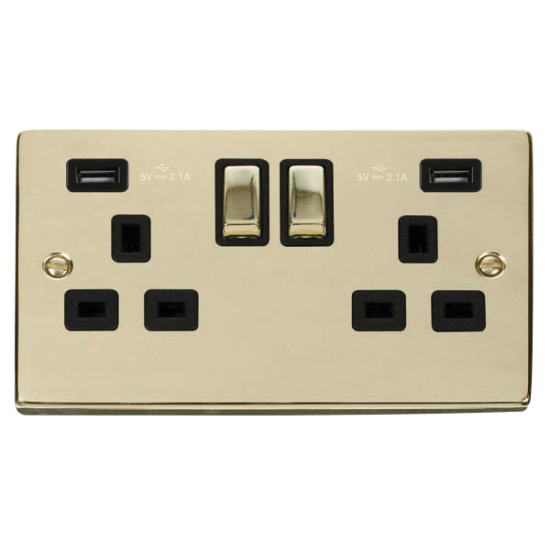 VPBR580BK Deco 13A Ingot 2 Gang Switched Sockets W